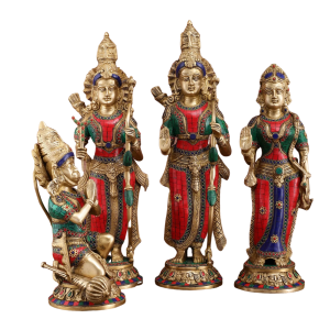 Superfine Brass Ram Darbar Set with Stonework | Lord Ram 20" with Family | Premium Temple Grade Divine Collection | 26 kg Sacred Art | Enhanced Beauty